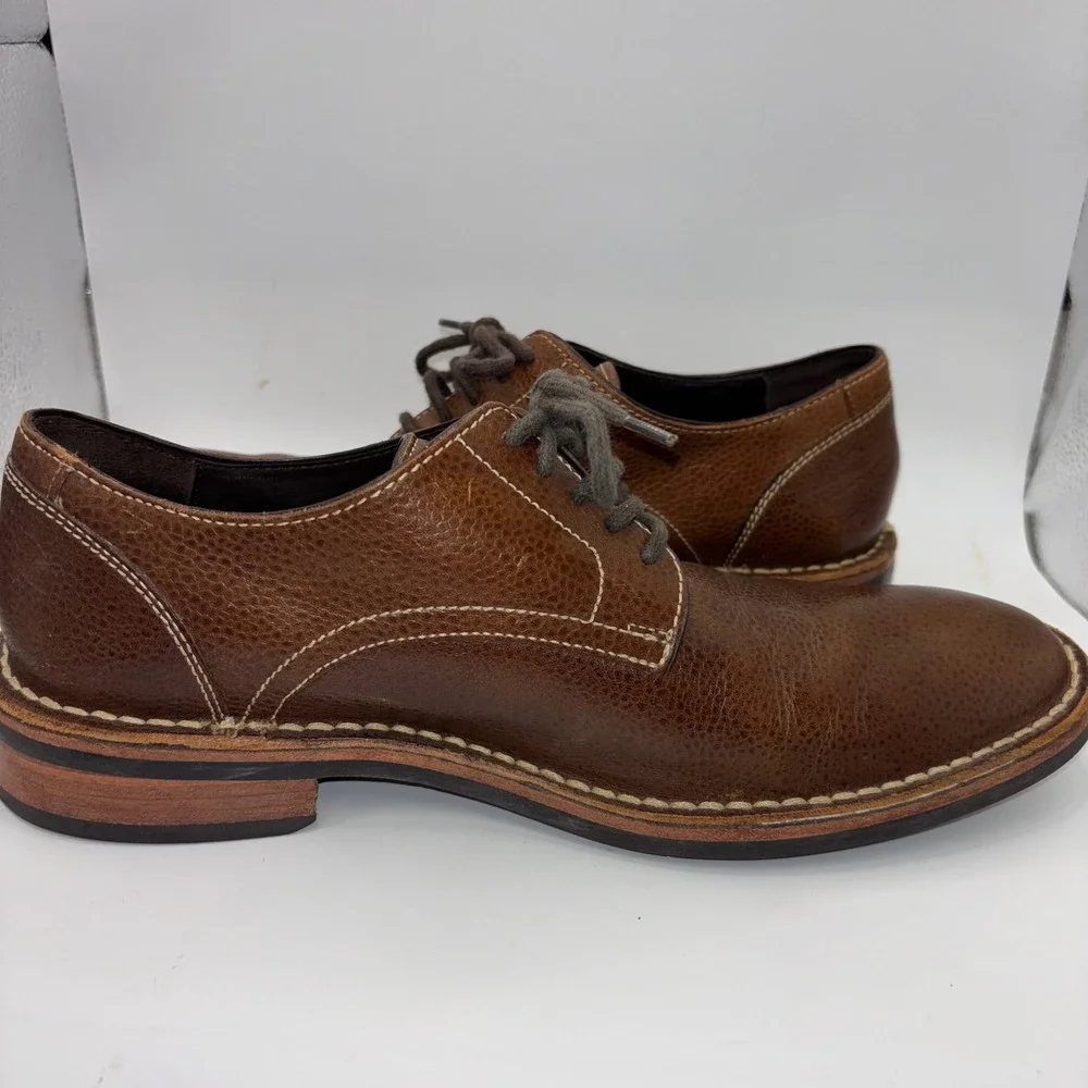 Cole Haan Air Giraldo Derby Brown Pebbled Leather Nike Air C08690 Mens 9.5M